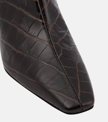 Croc-effect leather ankle boots | Toteme
