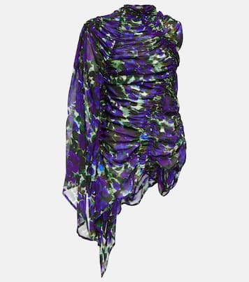 Draped floral top in purple - Dries Van Noten | Mytheresa