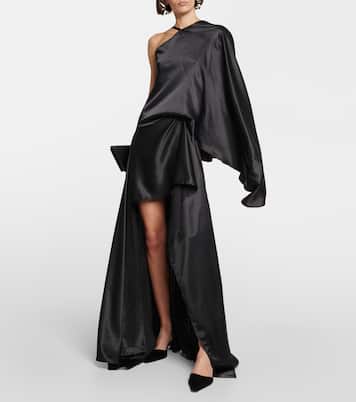 Robe longue asymétrique en satin | Acne Studios