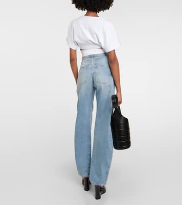 Top cropped in jersey di cotone con logo | Alaïa