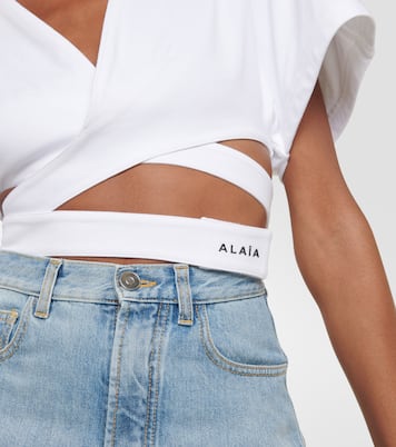 Top cropped in jersey di cotone con logo | Alaïa