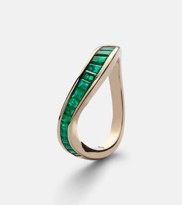 Bague Wave en or 9 ct et émeraudes | Rainbow K