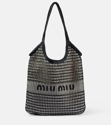 Tote aus Häkelstrick mit Leder | Miu Miu