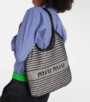 Tote aus Häkelstrick mit Leder | Miu Miu