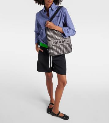 Tote aus Häkelstrick mit Leder | Miu Miu