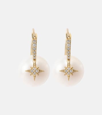 Pendientes Starburst de oro de 14 ct con diamantes y perlas | Sydney Evan