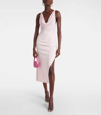 Vestido midi con cuello alto y cristales | David Koma