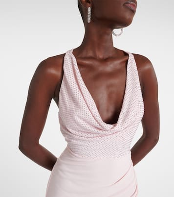 Vestido midi con cuello alto y cristales | David Koma