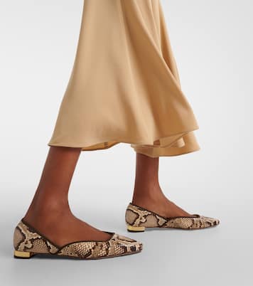 Maya Flay snake-effect leather ballet flats | Aquazzura