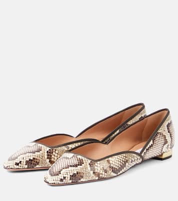 Maya Flay snake-effect leather ballet flats | Aquazzura