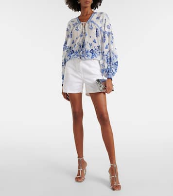 Blusa in seta con fiocco e stampa | Camilla