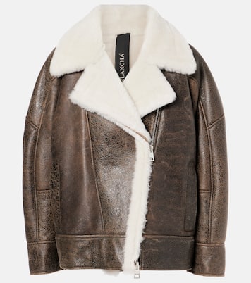 Chaqueta oversized de piel con borrego | Blancha