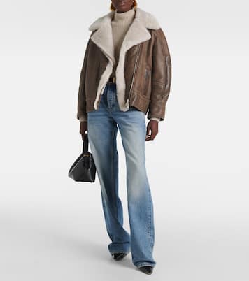 Chaqueta oversized de piel con borrego | Blancha