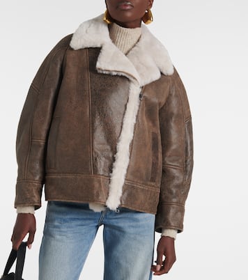 Chaqueta oversized de piel con borrego | Blancha