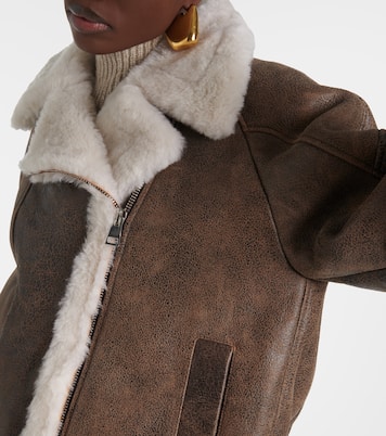 Chaqueta oversized de piel con borrego | Blancha