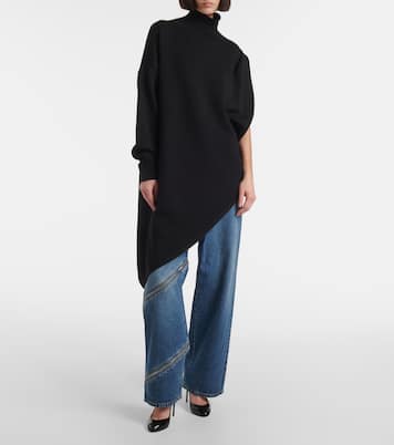 Jersey asimétrico de lana con capa | Alaïa
