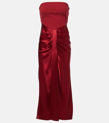 Wayfaring ruched ponte and satin gown | Staud