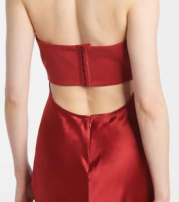 Wayfaring ruched ponte and satin gown | Staud