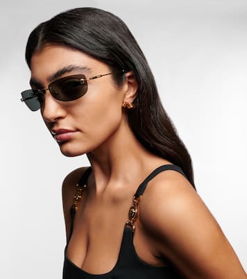 Damier Plaque rectangular sunglasses | Versace