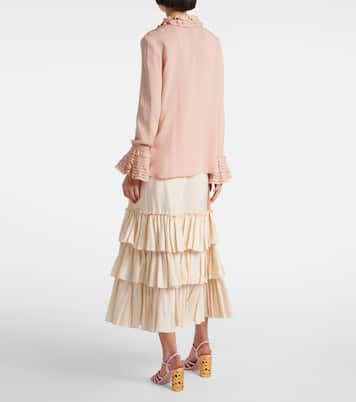 Camicia in georgette di seta con volant | Valentino