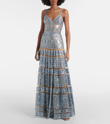 Sequined tulle-trimmed gown | Elie Saab