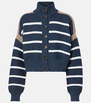 Cardigan in cotone a righe | Brunello Cucinelli