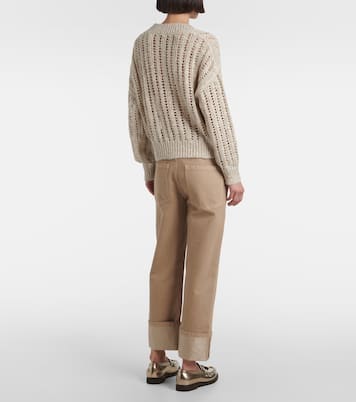 Embellished silk and linen-blend sweater | Brunello Cucinelli