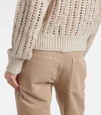 Embellished silk and linen-blend sweater | Brunello Cucinelli