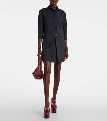 Vestido camisero de lana con Horsebit | Gucci