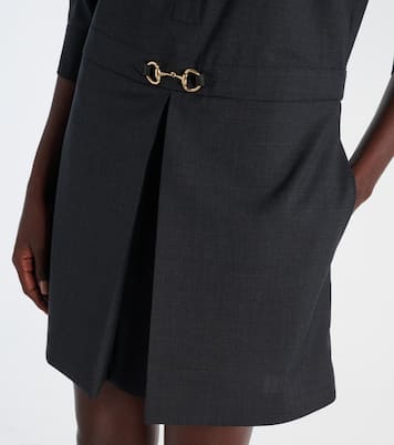 Vestido camisero de lana con Horsebit | Gucci