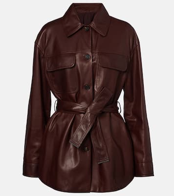 Chaqueta de piel con cinturón | Brunello Cucinelli