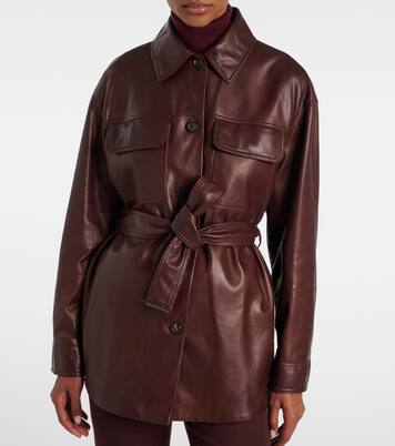 Chaqueta de piel con cinturón | Brunello Cucinelli