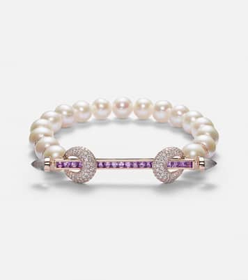 Chakra 18kt rose gold bracelet with peals and gemstones | Ananya