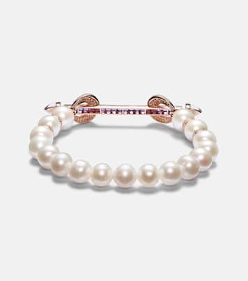 Chakra 18kt rose gold bracelet with peals and gemstones | Ananya