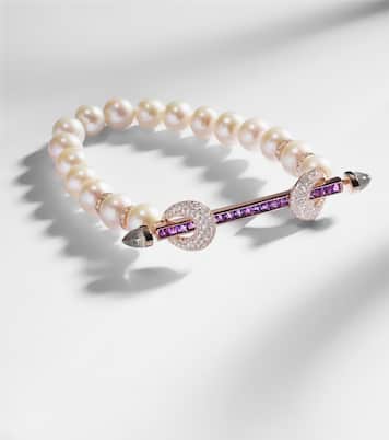 Chakra 18kt rose gold bracelet with peals and gemstones | Ananya