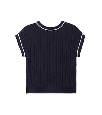 Cable-knit wool and cotton sweater vest | Monnalisa