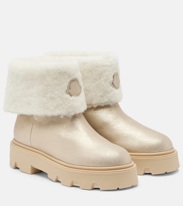 Aurea shearling-trimmed leather ankle boots | Moncler
