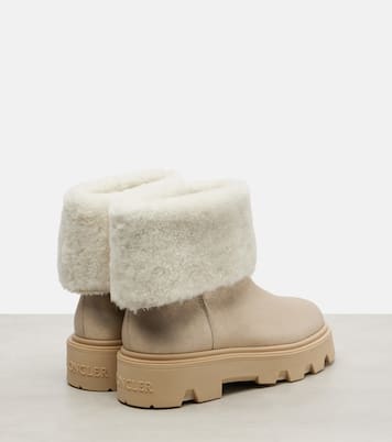 Aurea shearling-trimmed leather ankle boots | Moncler