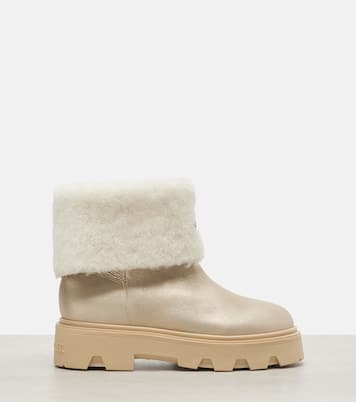 Aurea shearling-trimmed leather ankle boots | Moncler