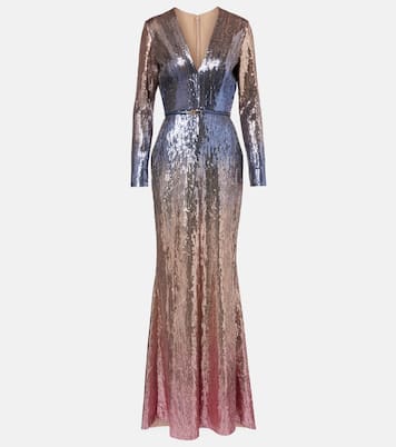 Ombré sequined belted gown | Elie Saab