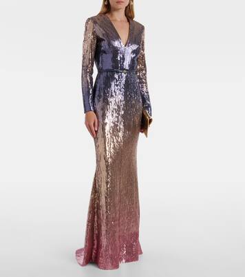 Ombré sequined belted gown | Elie Saab