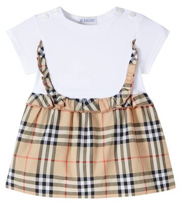 Baby Burberry Check ruffled cotton-blend dress | Burberry Kids