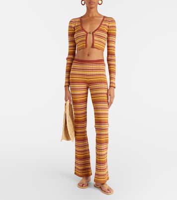 Pantalones flared acanalados Ann a rayas | Bananhot