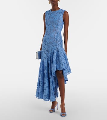 Asymmetric floral embroidered cocktail dress | Oscar de la Renta