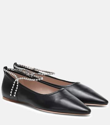 Ballerine in pelle con cristalli | Miu Miu