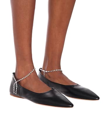 Ballerine in pelle con cristalli | Miu Miu