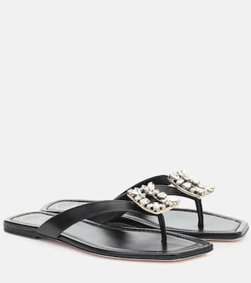 Sandali infradito in pelle con cristalli | Roger Vivier