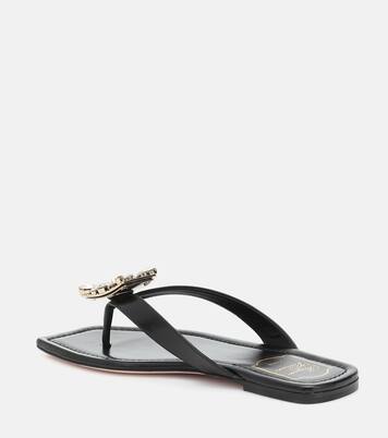 Sandali infradito in pelle con cristalli | Roger Vivier