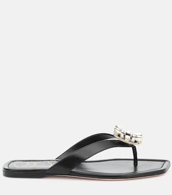 Sandali infradito in pelle con cristalli | Roger Vivier