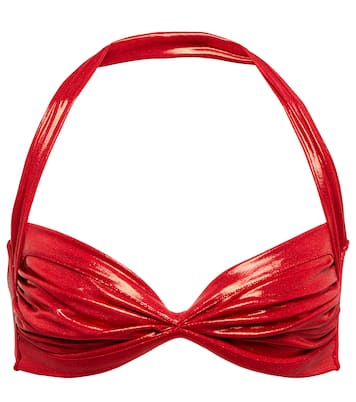 Bill shirred lamé bikini top | Norma Kamali